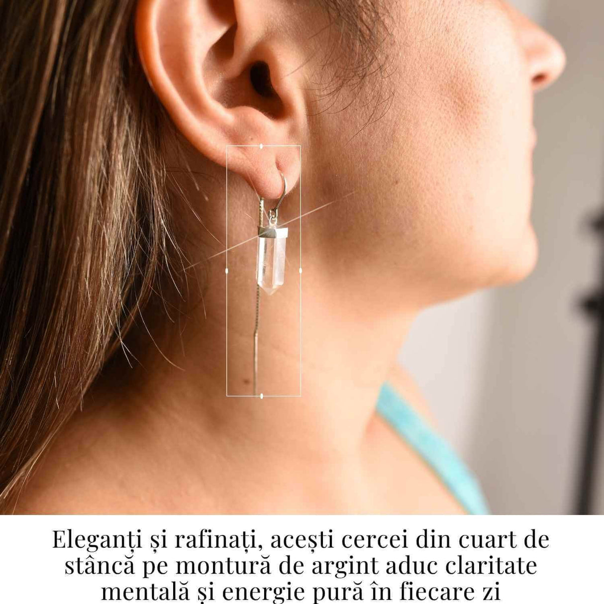 Claritate mentala si purificare - Cercei lungi din argint 925 cu Cuart de Stanca natural