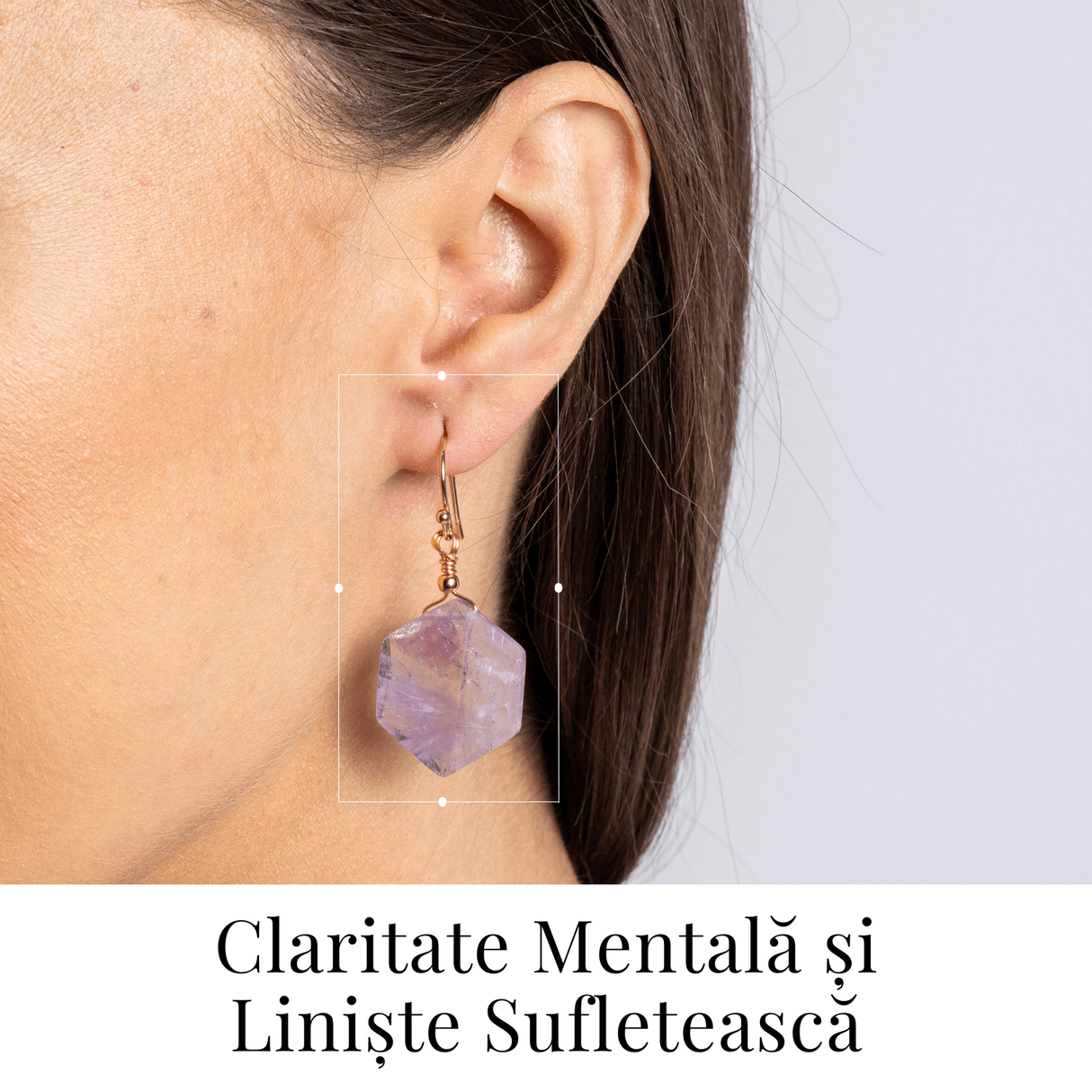 Claritate si Liniste - Cercei cu Ametist Hexagonal
