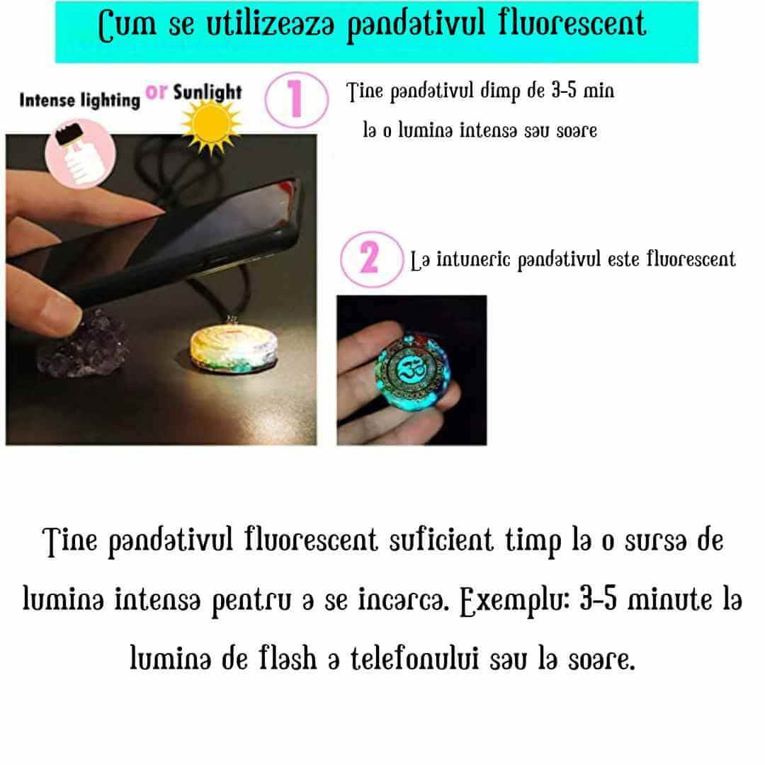 Pandantiv orgonit pentru curatarea si activarea chakrelor cu cristale bionizate Realizat manual