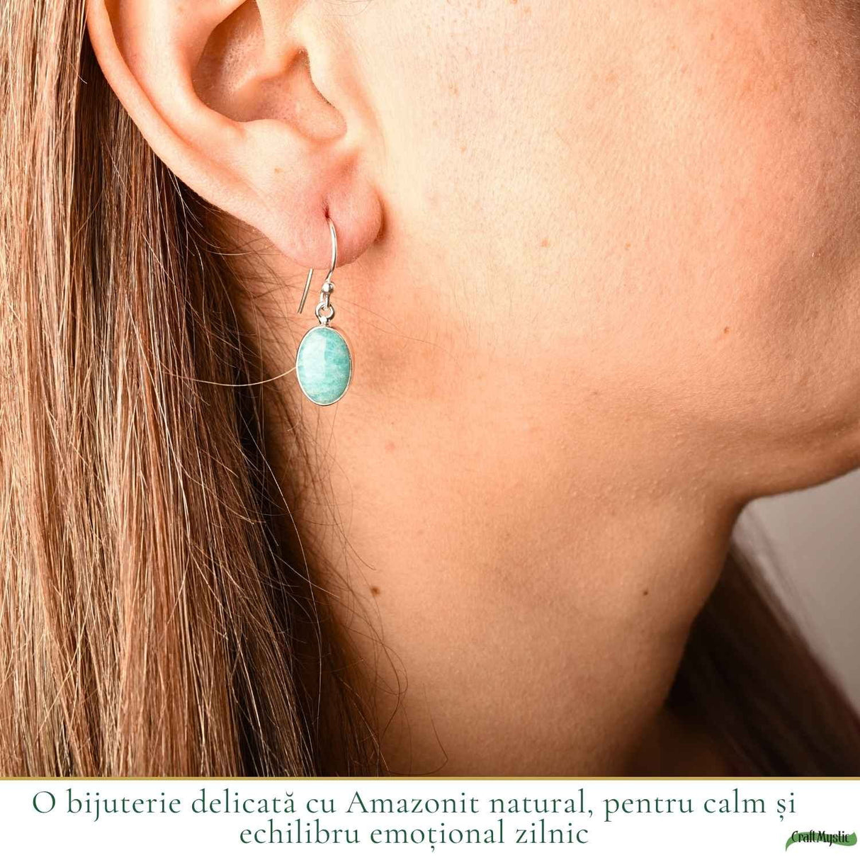 Cercei Argint 925 cu Amazonit Natural Oval – Calm si Feminitate Eleganta