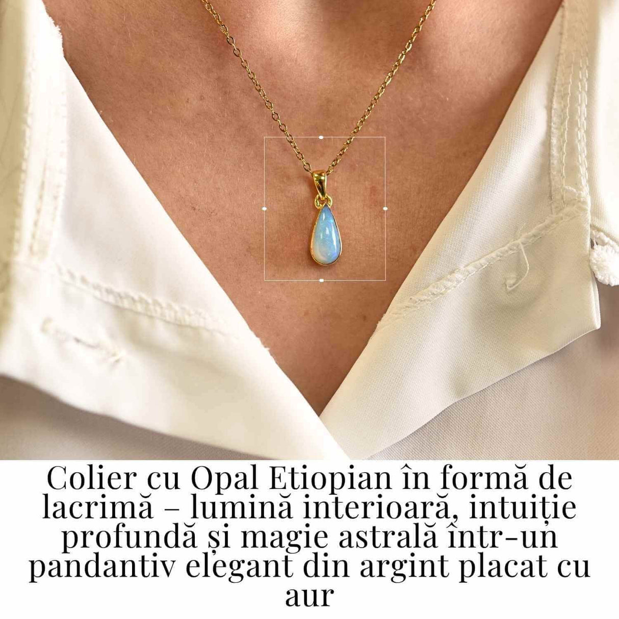 Colier Argint 925 Aur 18K cu Opal Etiopian Lacrima 1.09-1.37 gr- Intuitie si Claritate