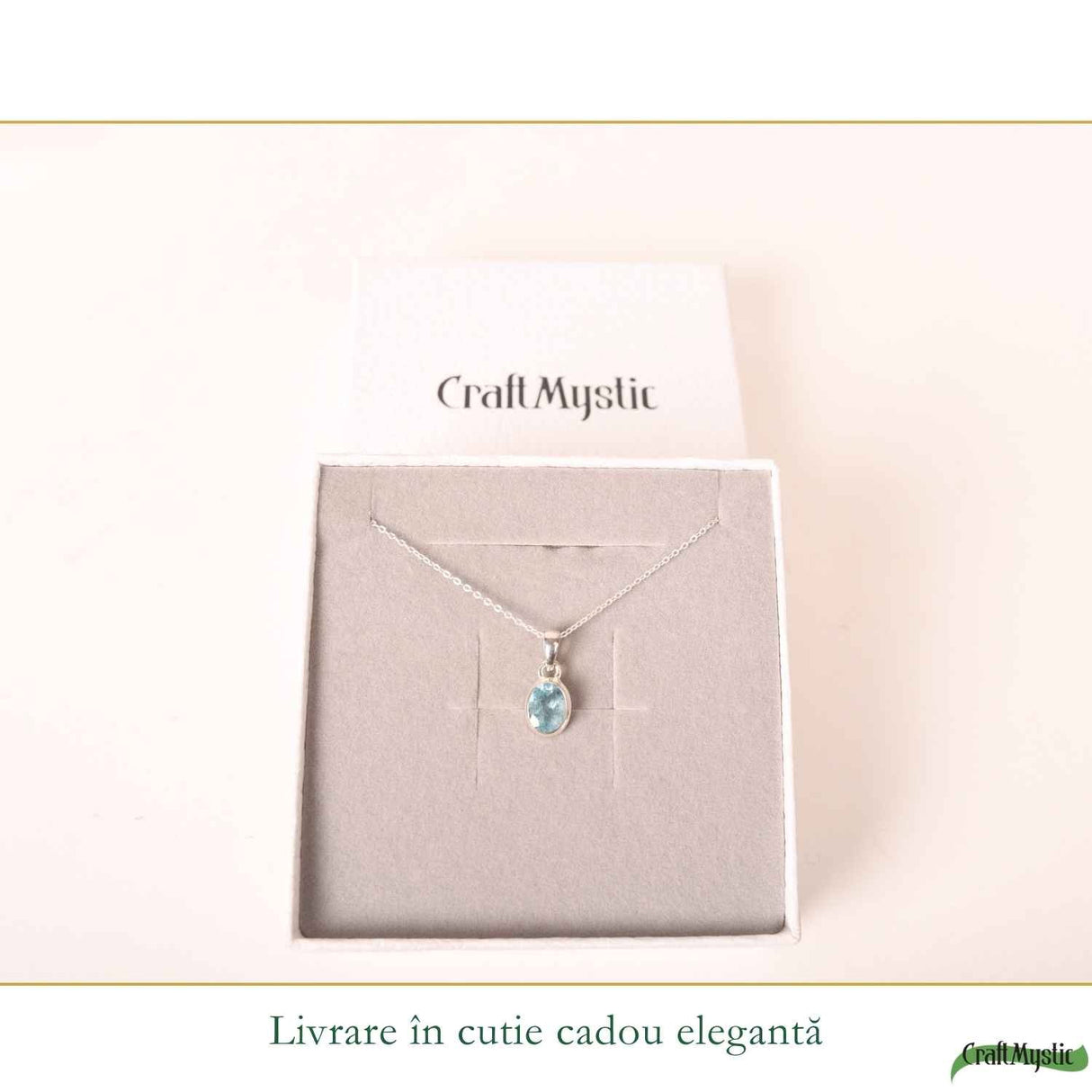 Colier Argint 925 cu Acvamarin Oval Fatetat – Claritate si Calm Interior