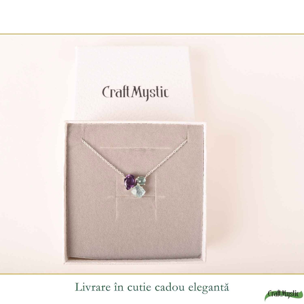 Colier Argint 925 cu Ametist, Acvamarin si Apatit Albastru – Calm si Claritate