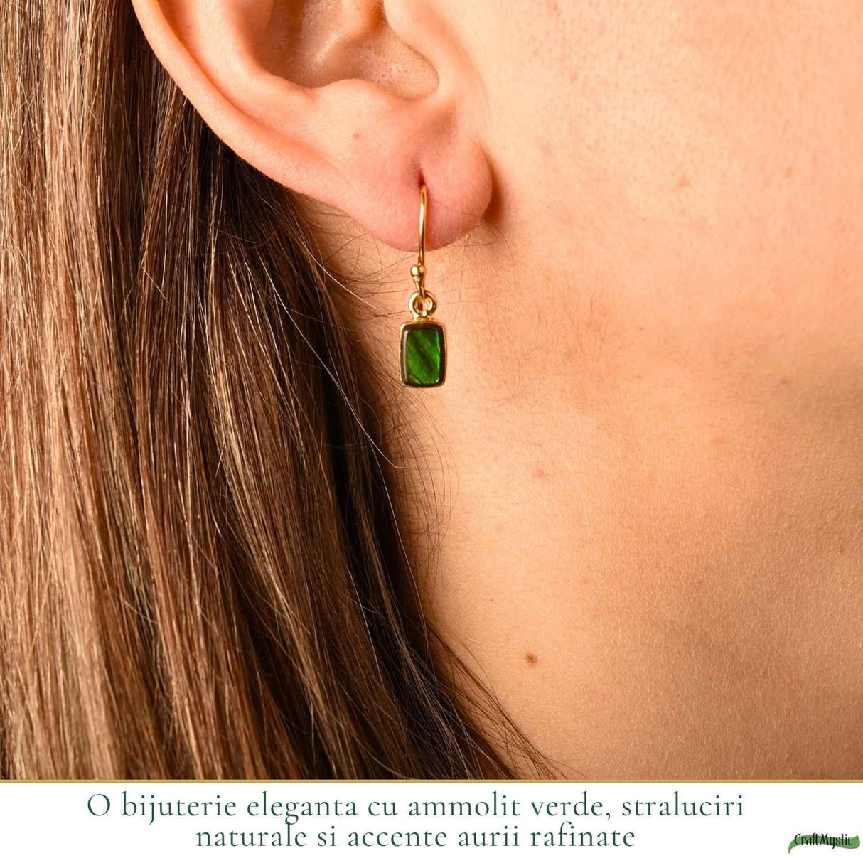 Cercei Argint 925 cu Ammolit Natural Dreptunghiular – Energie si Stralucire Vibranta