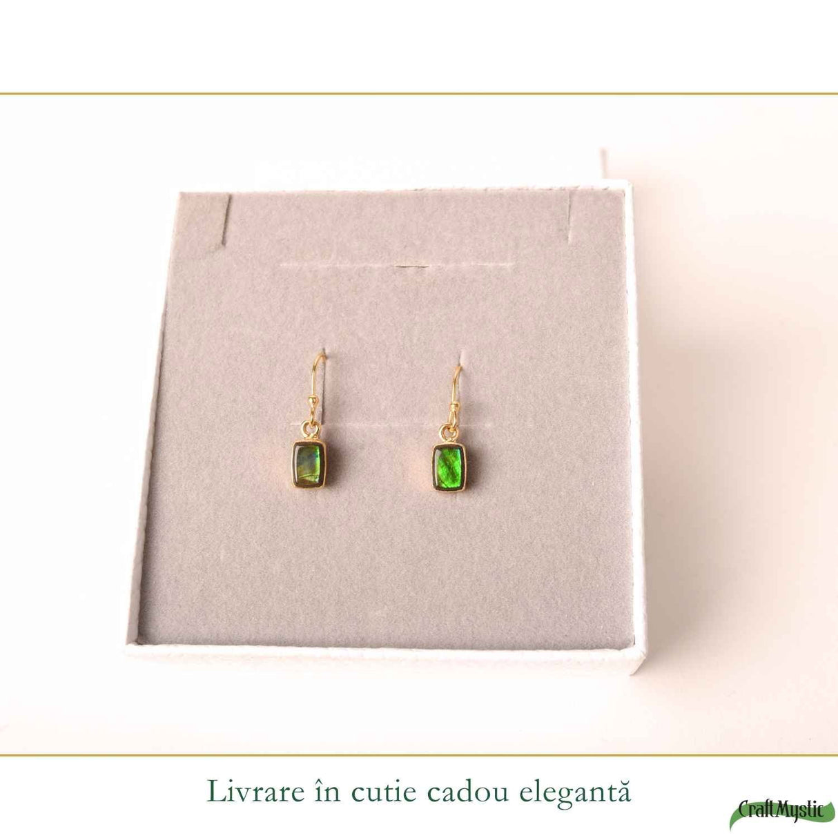 Cercei Argint 925 cu Ammolit Natural Dreptunghiular – Energie si Stralucire Vibranta