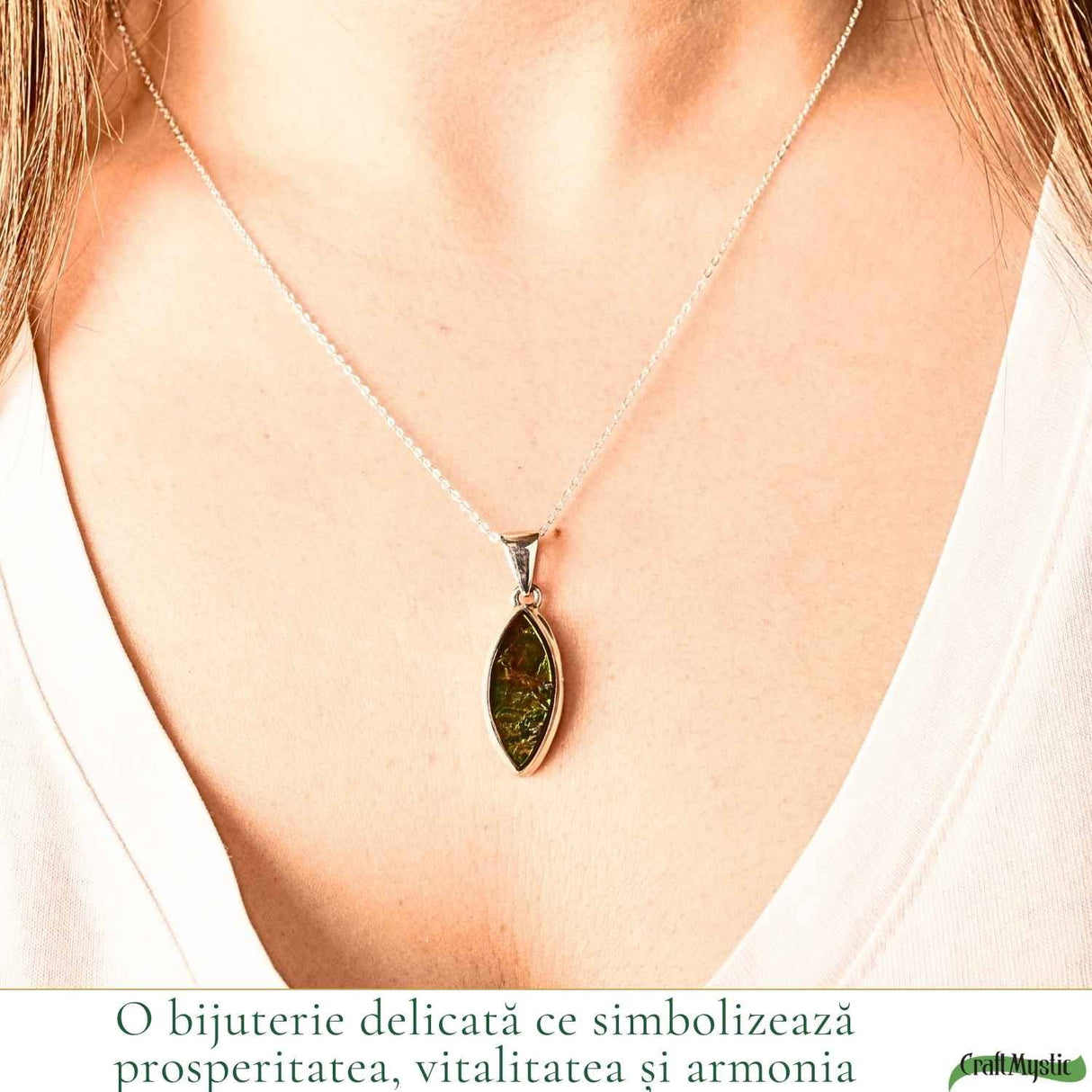 Colier Argint 925 cu Amolit Natural Delica – Prosperitate, Energie si Protectie