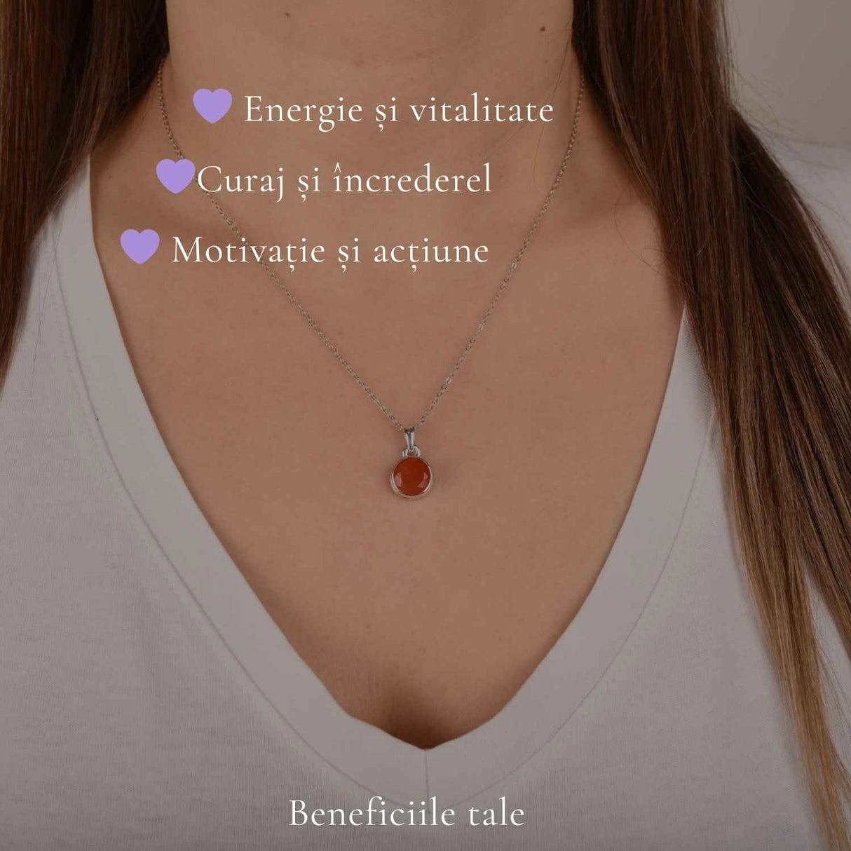 Colier argint 925 cu Carneol fatetat – energie si incredere zilnica