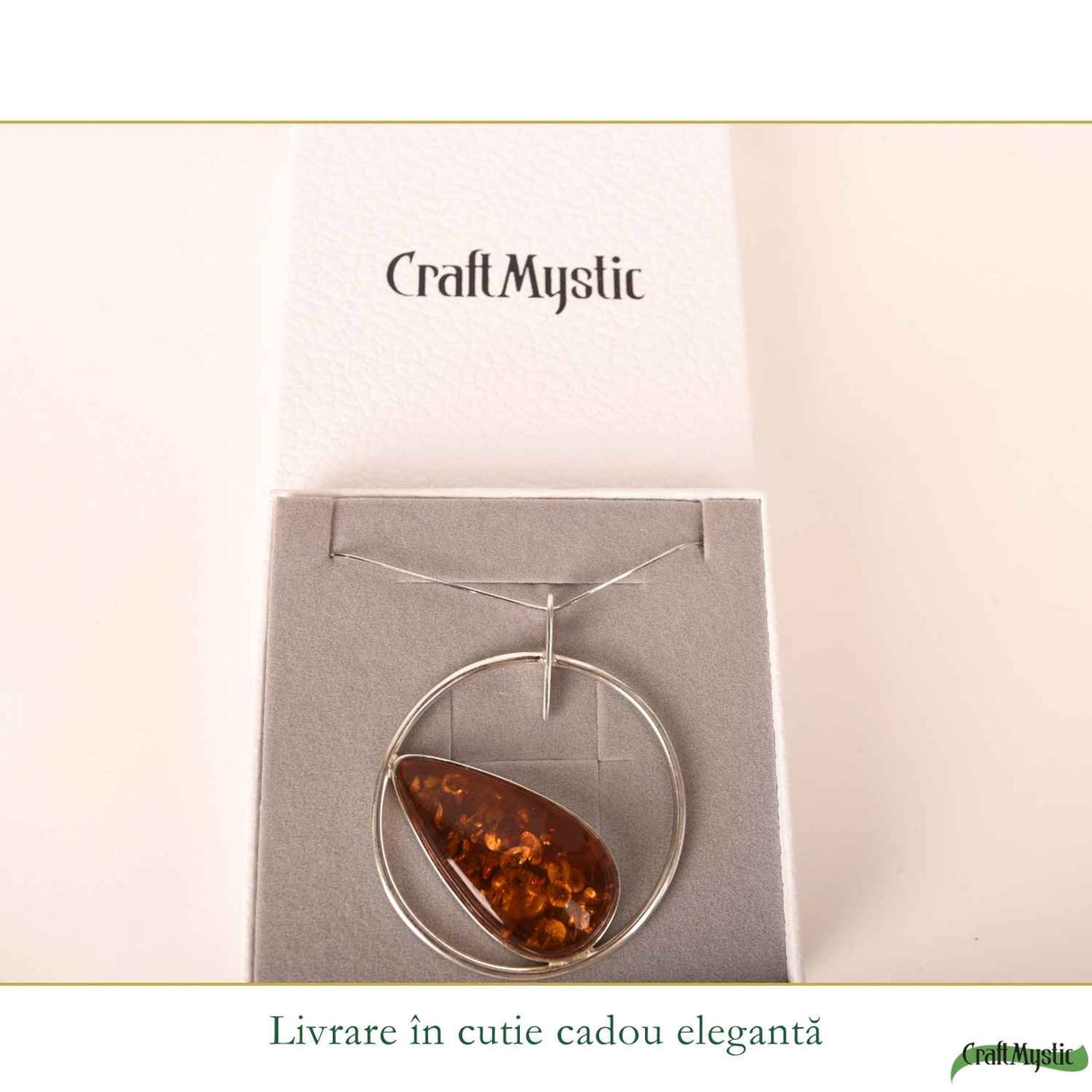 Colier Argint 925 cu Chihlimbar Lacrima – Energie Calda si Eleganta Naturala