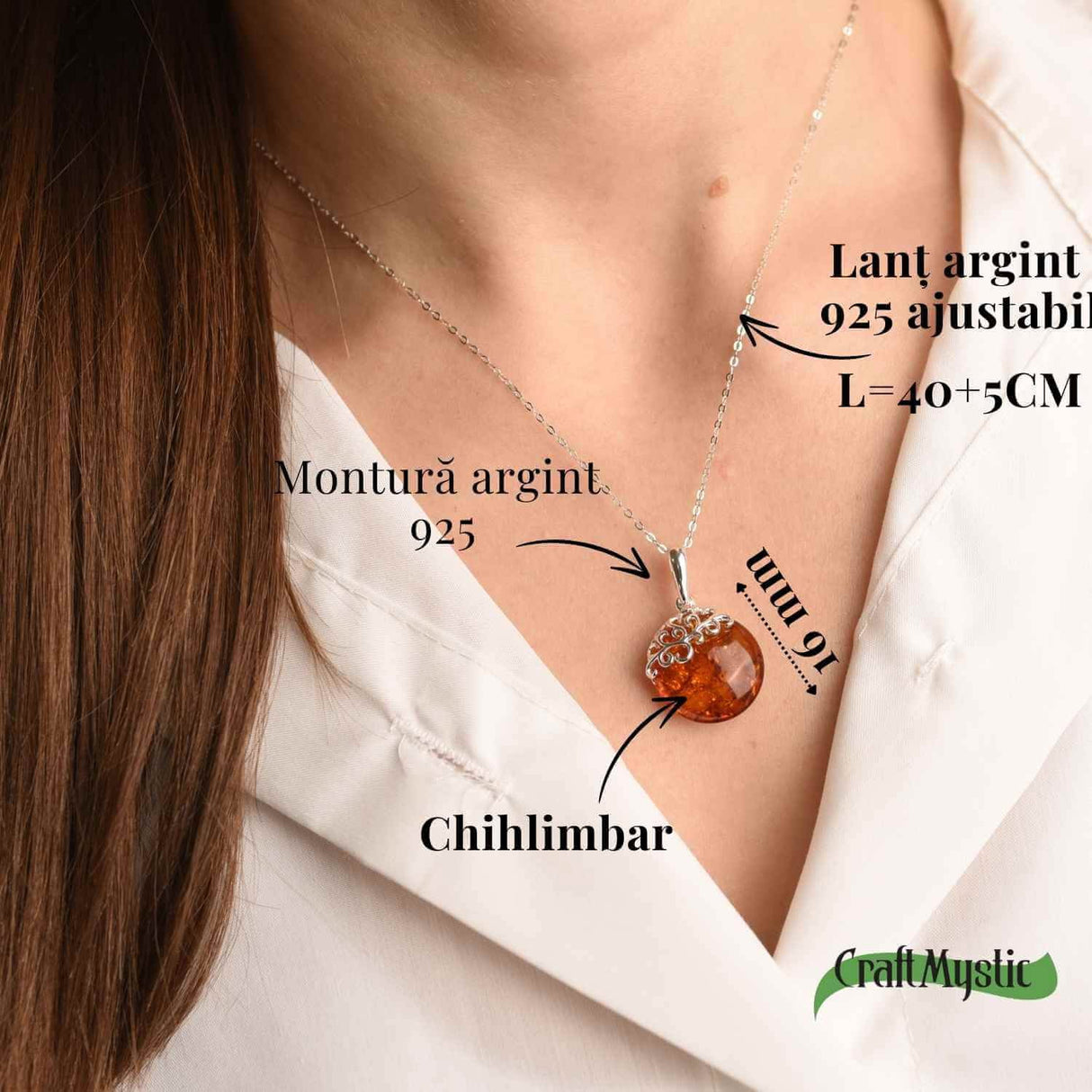 Colier argint 925 cu chihlimbar natural - eleganta si protectie