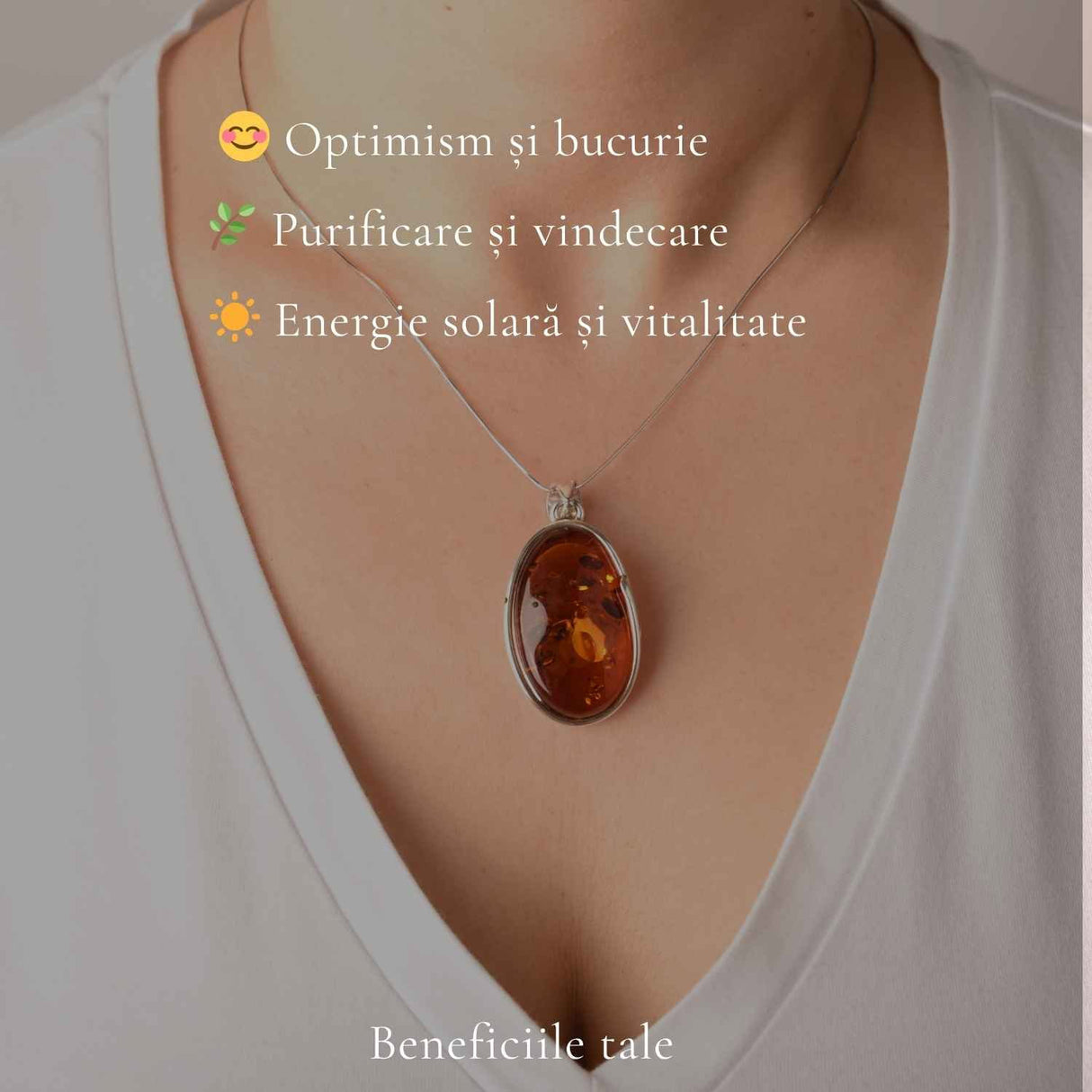 Colier Argint 925 Oval cu Chihlimbar – Armonie si Energie Pozitiva