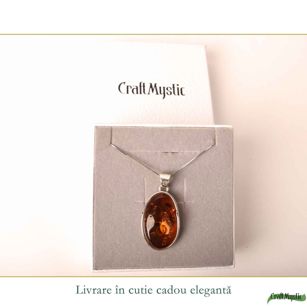 Colier Argint 925 Oval cu Chihlimbar – Armonie si Energie Pozitiva