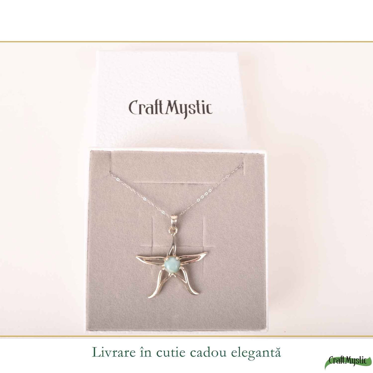 Colier Argint 925 cu Larimar Stea de Mare – Calm si Energie Feminina