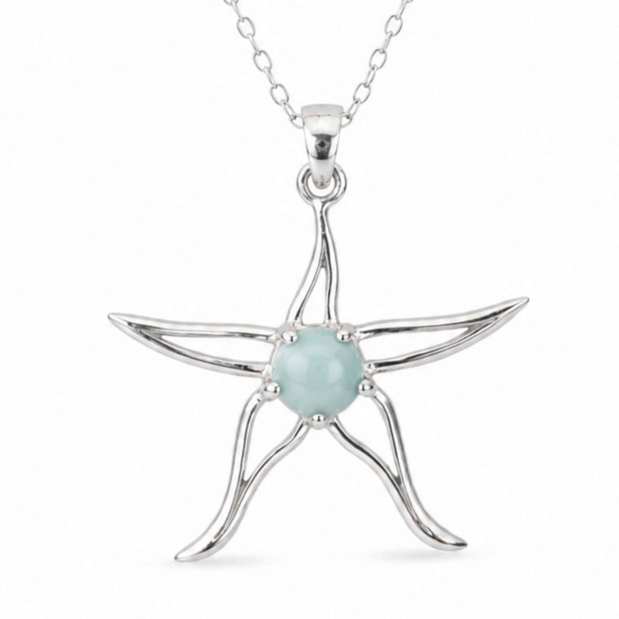 Colier Argint 925 cu Larimar Stea de Mare – Calm si Energie Feminina