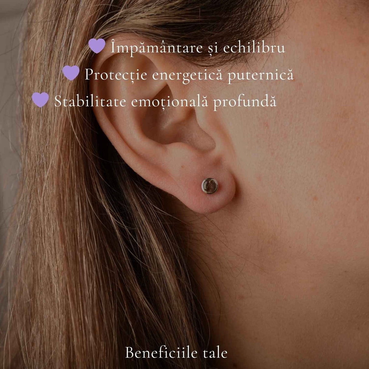 Cercei Argint 925 cu Cuart Fumuriu Fatetat Rotund – Protectie si Echilibru