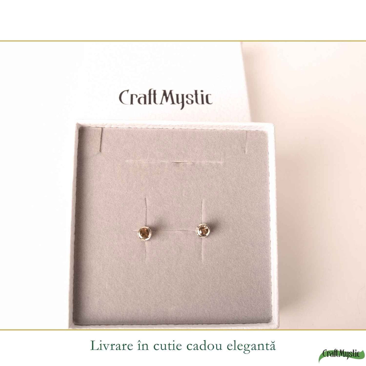 Cercei Argint 925 cu Cuart Fumuriu Fatetat Rotund – Protectie si Echilibru