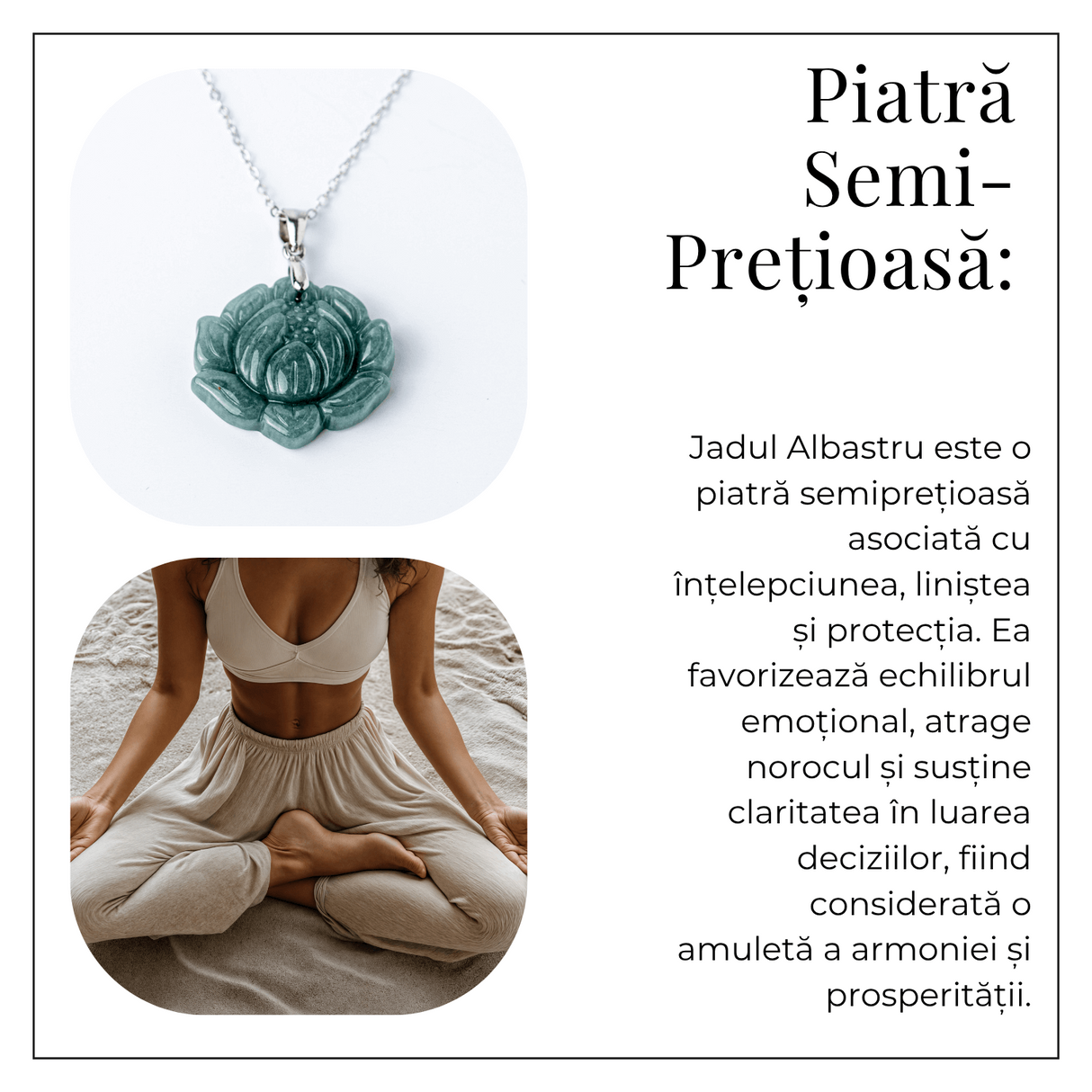 Colier Argint 925 cu Jad Albastru Guatemala in Forma de Floare de Lotus - Puritate si Armonie Interioara