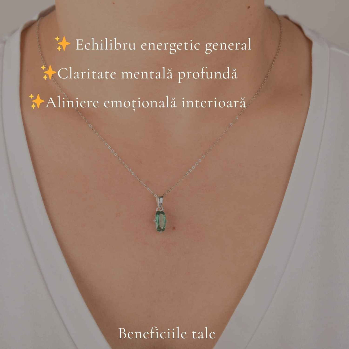 Colier Argint 925 cu Kianit Verde Fatetat – Echilibru si Claritate