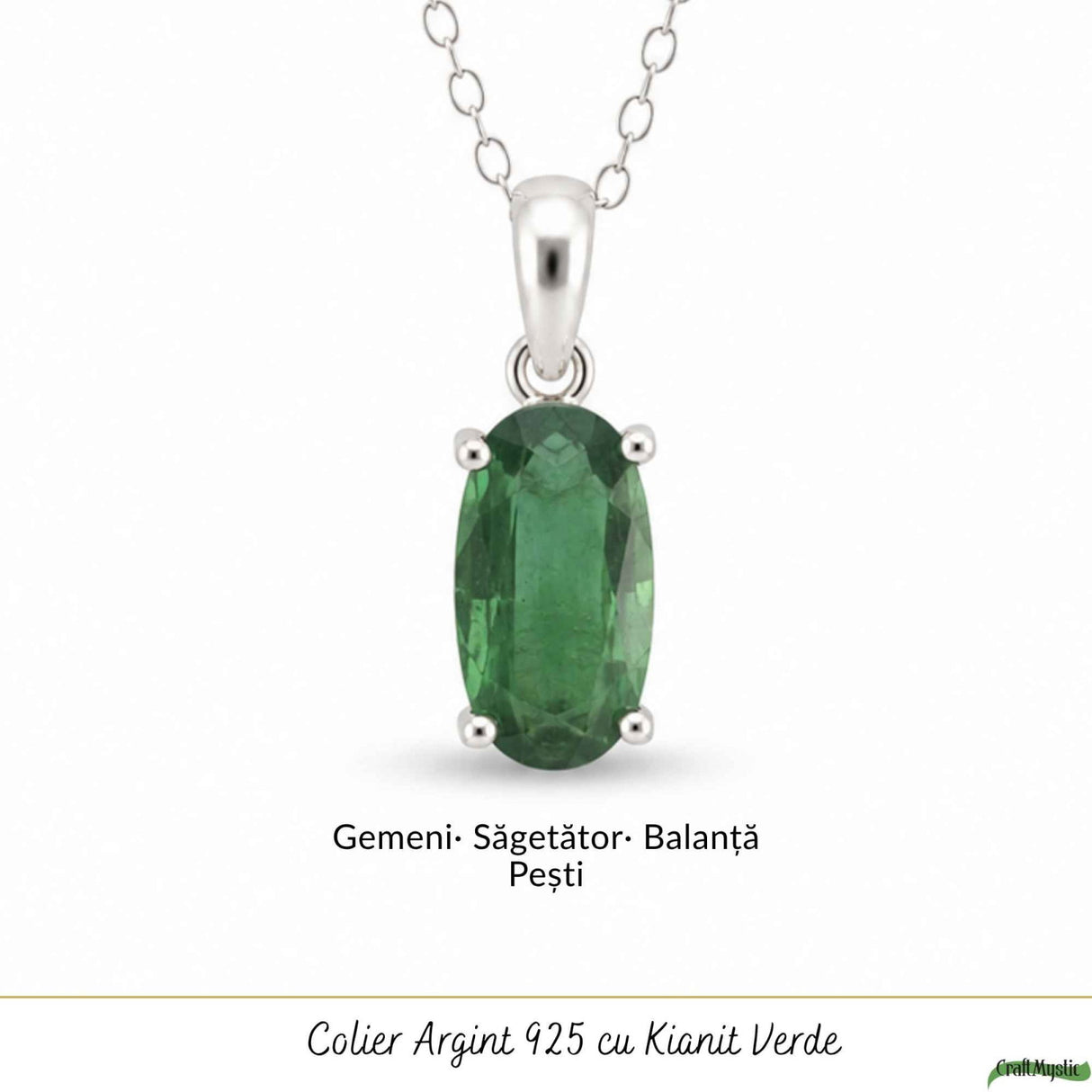 Colier Argint 925 cu Kianit Verde Fatetat – Echilibru si Claritate