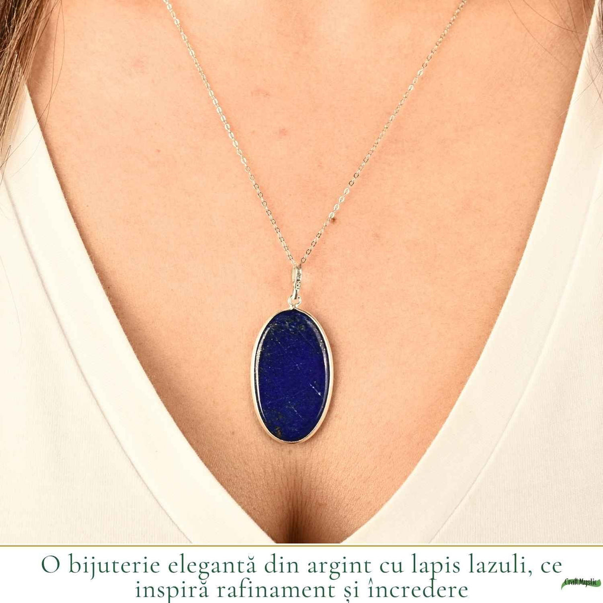 Colier argint 925 cu Lapis Lazuli oval – Claritate mentala si comunicare autentica