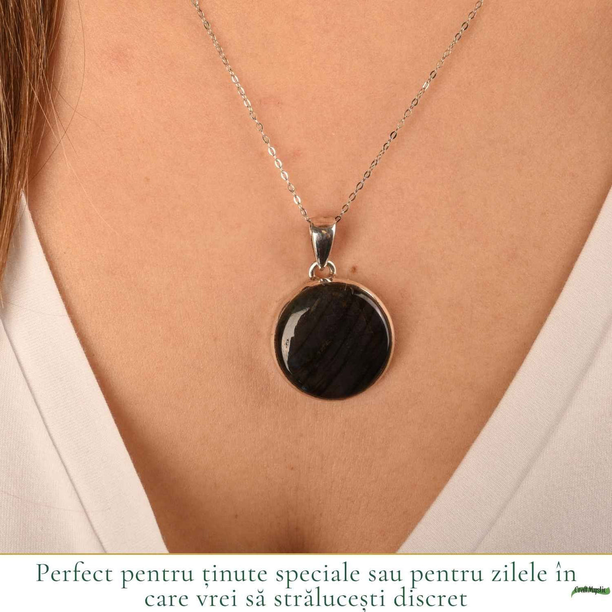 Colier Argint 925 cu Labradorit Violet Rotund – Protectie si Echilibru
