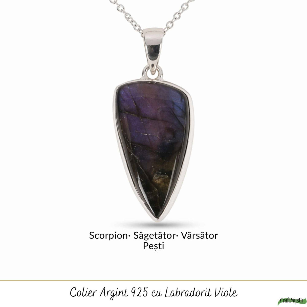 Colier Argint 925 cu Labradorit Violet Neuniform – Protectie si Intuitie