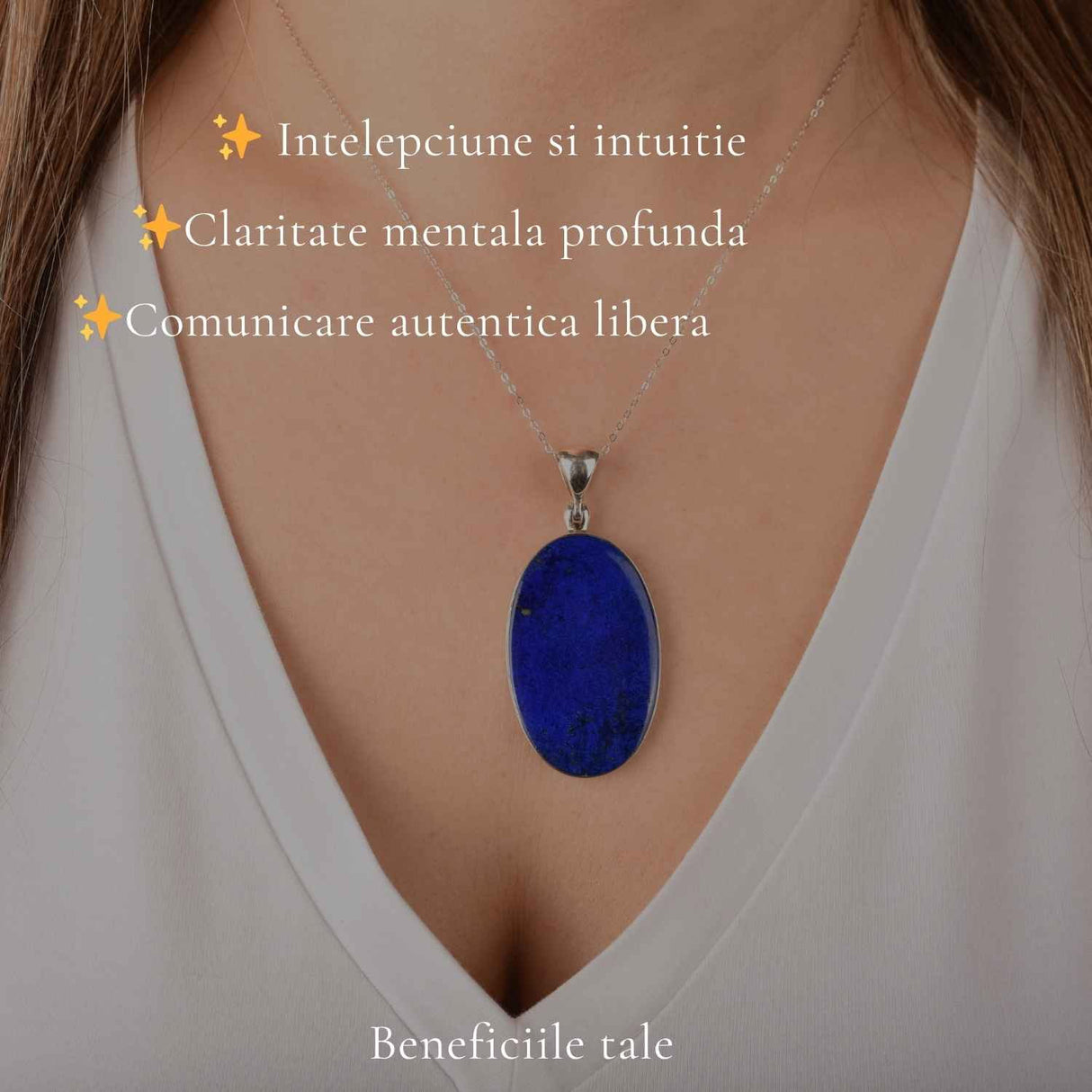 Colier argint 925 cu Lapis Lazuli forma ovala – Claritate mentala si echilibru interior