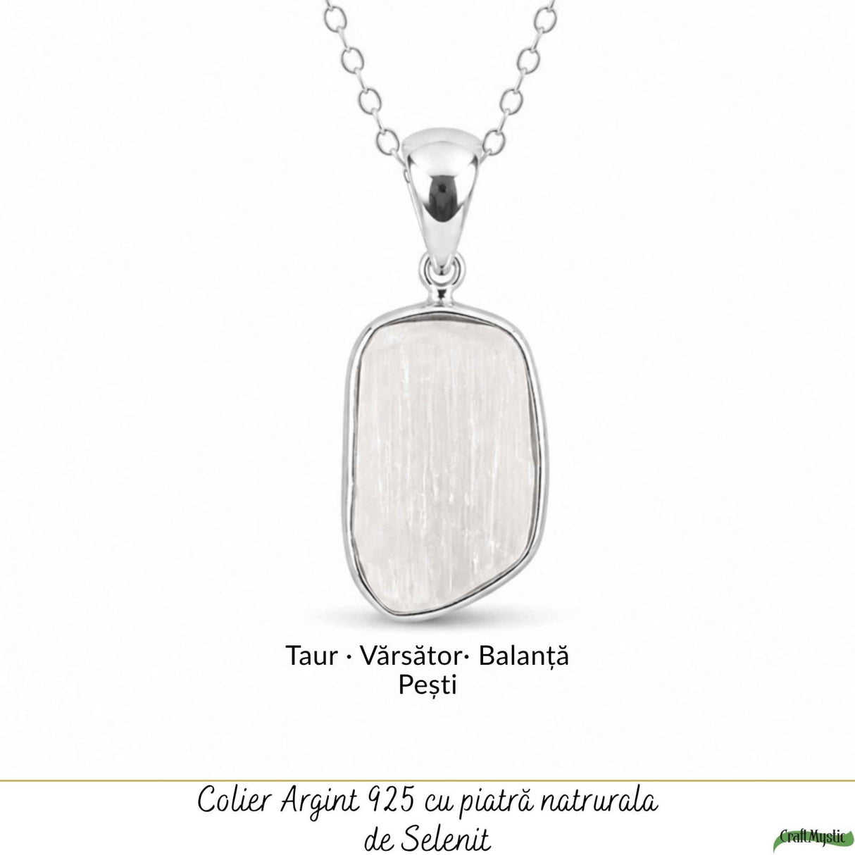 Colier Argint 925 cu Selenit – Claritate si Echilibru Spiritual