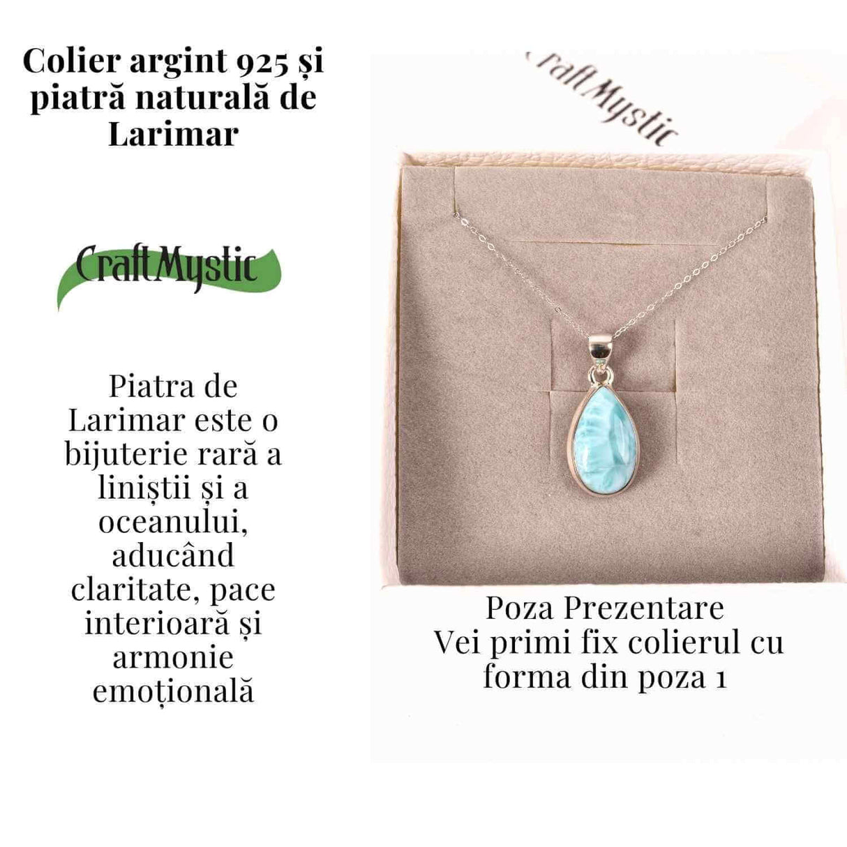 Colier Argint 925 cu Larimar Rotund - Armonie si Calm Oceanic