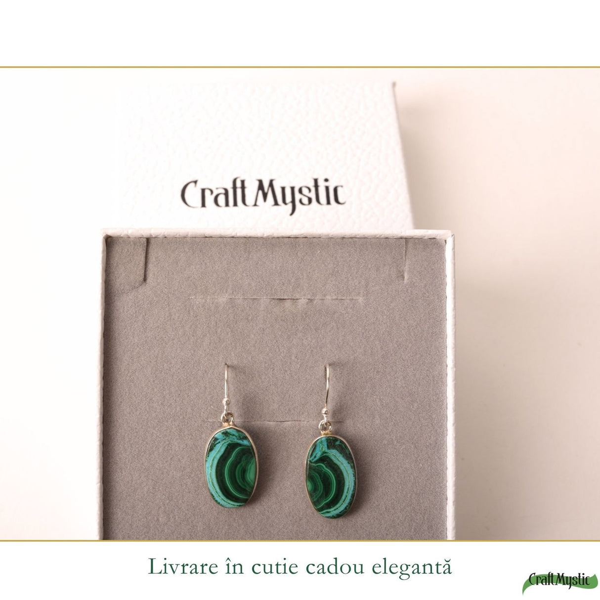 Cercei Argint 925 cu Malachit si Crisocola forma Ovala – Echilibru si Energie Feminina