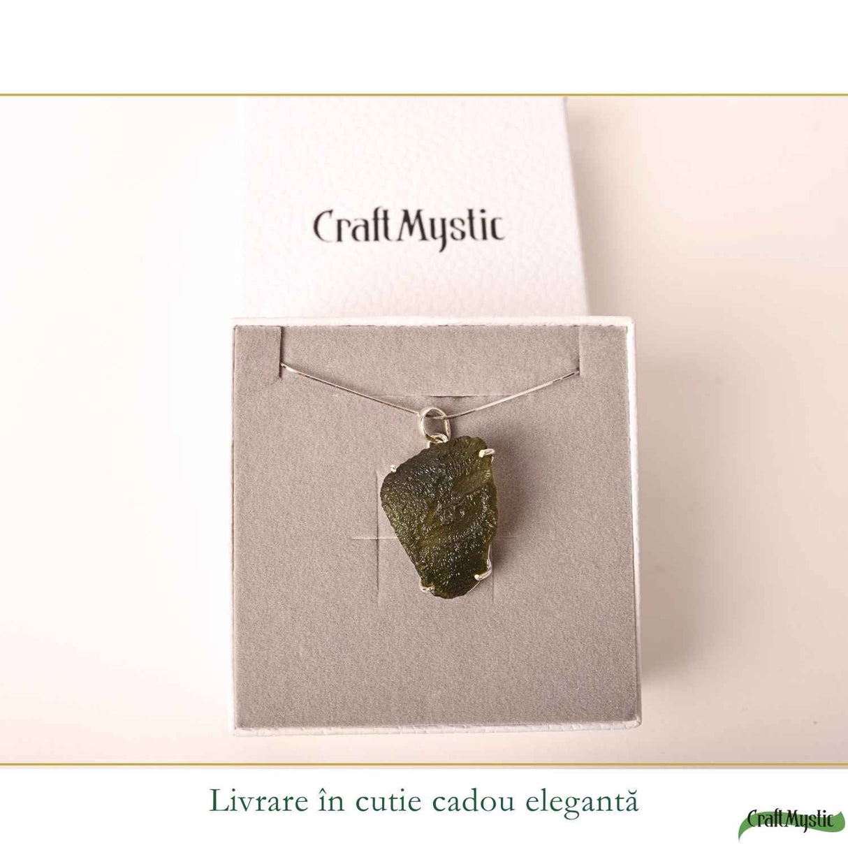 Colier Argint 925 cu Moldavit Brut Natural – Energie si Transformare Interioara