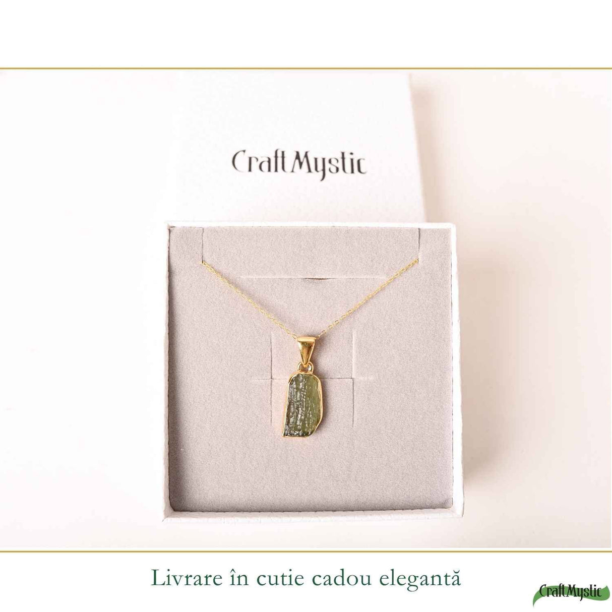 Colier Moldavit Brut Neuniform din Argint 925 Placat Aur – Transformare si Claritate