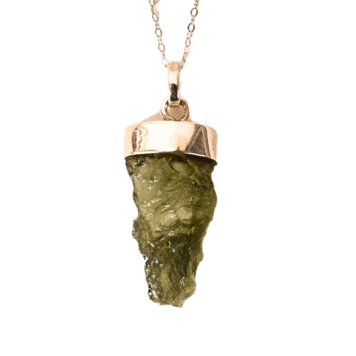 Colier Argint 925 cu Moldavit natural brut 3.3 g - Sustinere Simbolica pentru Introspectie si Sens