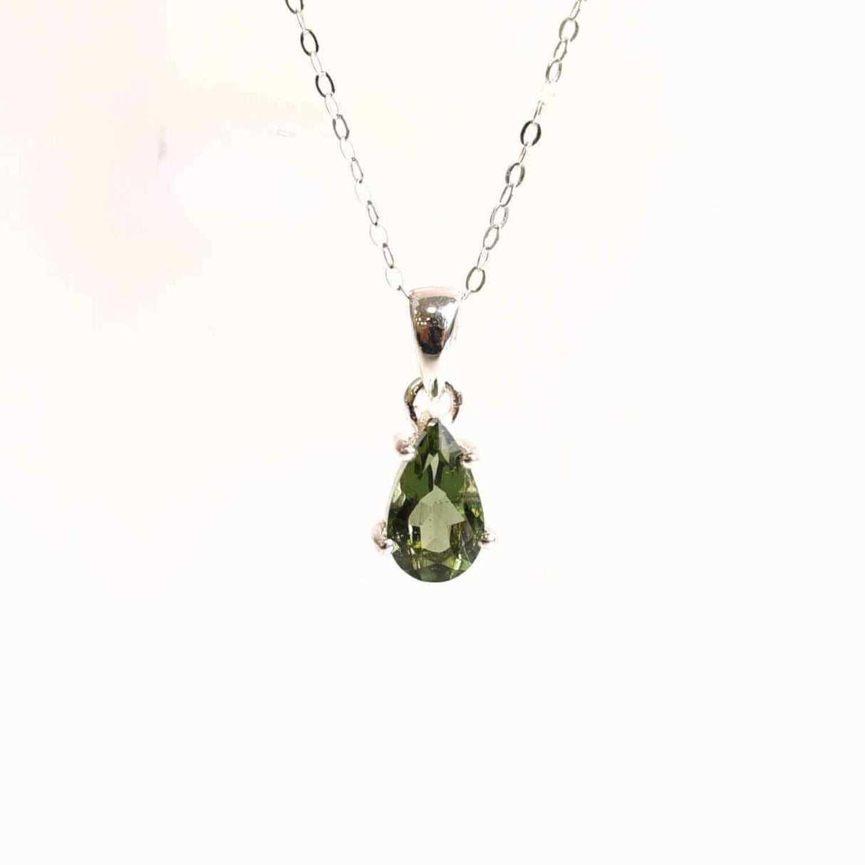 Colier argint 925 cu Moldavit natural fatetat lacrima - Claritate interioara si constiinta superioara