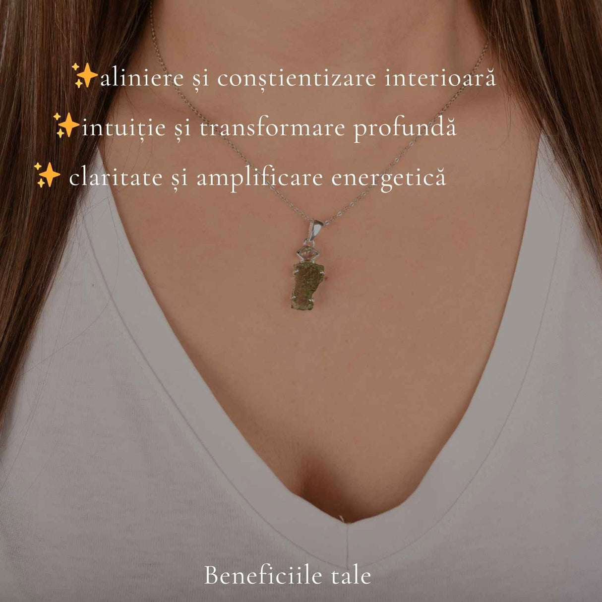 Colier Argint 925 cu Moldavit si Herkimer Brut – Claritate si Transformare