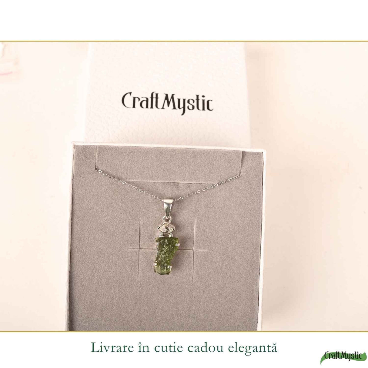 Colier Argint 925 cu Moldavit si Herkimer Brut – Claritate si Transformare