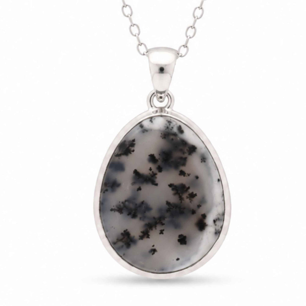 Colier Argint 925 cu Opal Dendritic Lacrima – Echilibru si Claritate Profunda