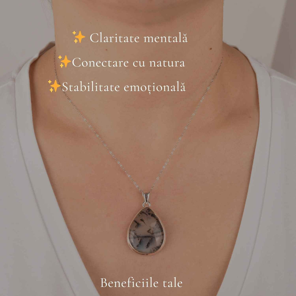 Colier Argint 925 cu Opal Dendritic – Echilibru si Claritate Interioara