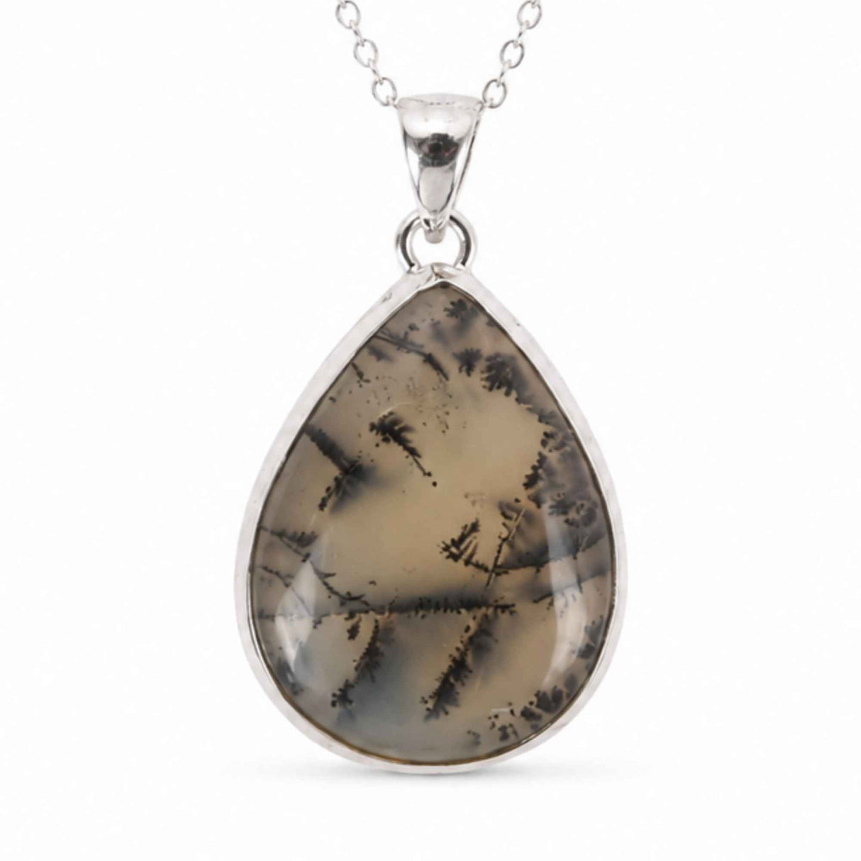 Colier Argint 925 cu Opal Dendritic – Echilibru si Claritate Interioara