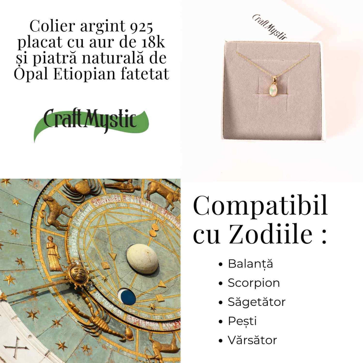Colier Argint 925 placat cu aur 18K cu Opal Etiopian Fatetat Oval - Lumina Interioara si Armonie Divina