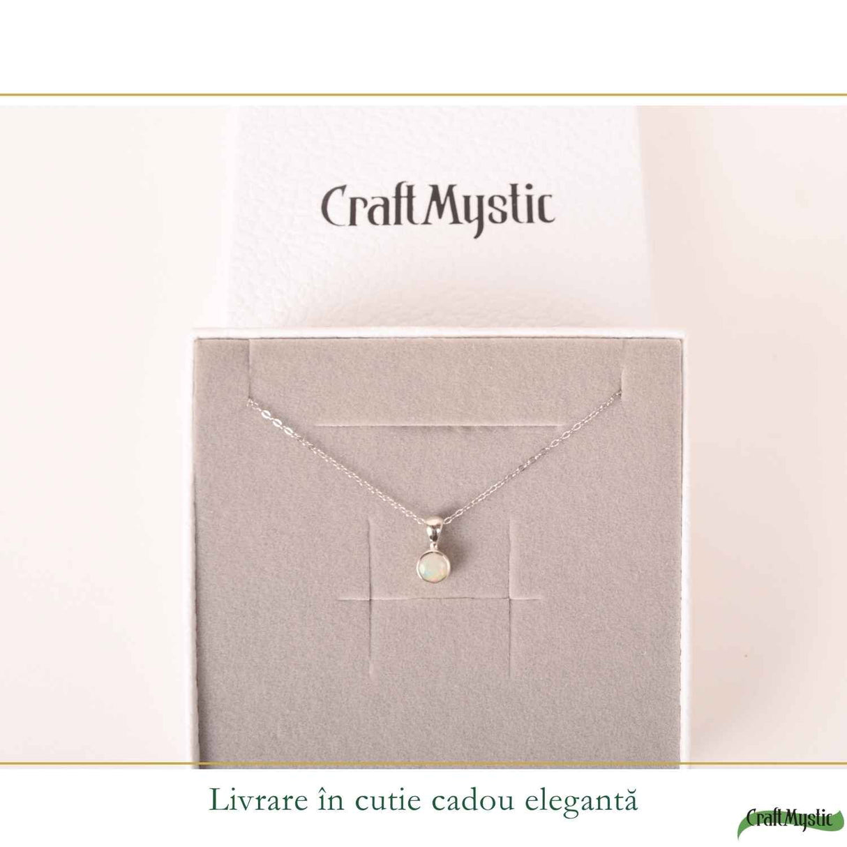 Colier Argint 925 cu Opal Etiopian Rotund – Energie Pozitiva si Claritate Interioara