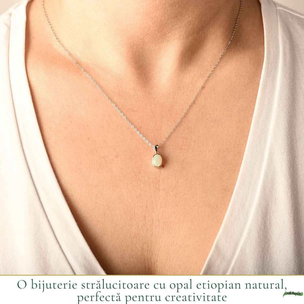 Colier Argint 925 cu Opal Etiopian Oval – Intuitie si Energie Pozitiva