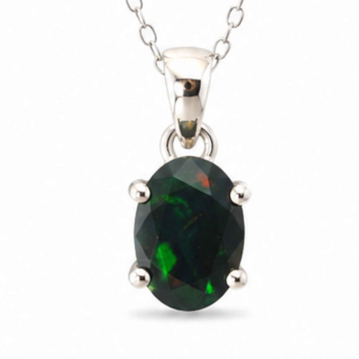 Colier Argint 925 cu Opal Negru Oval – Eleganta si Protectie Energetica