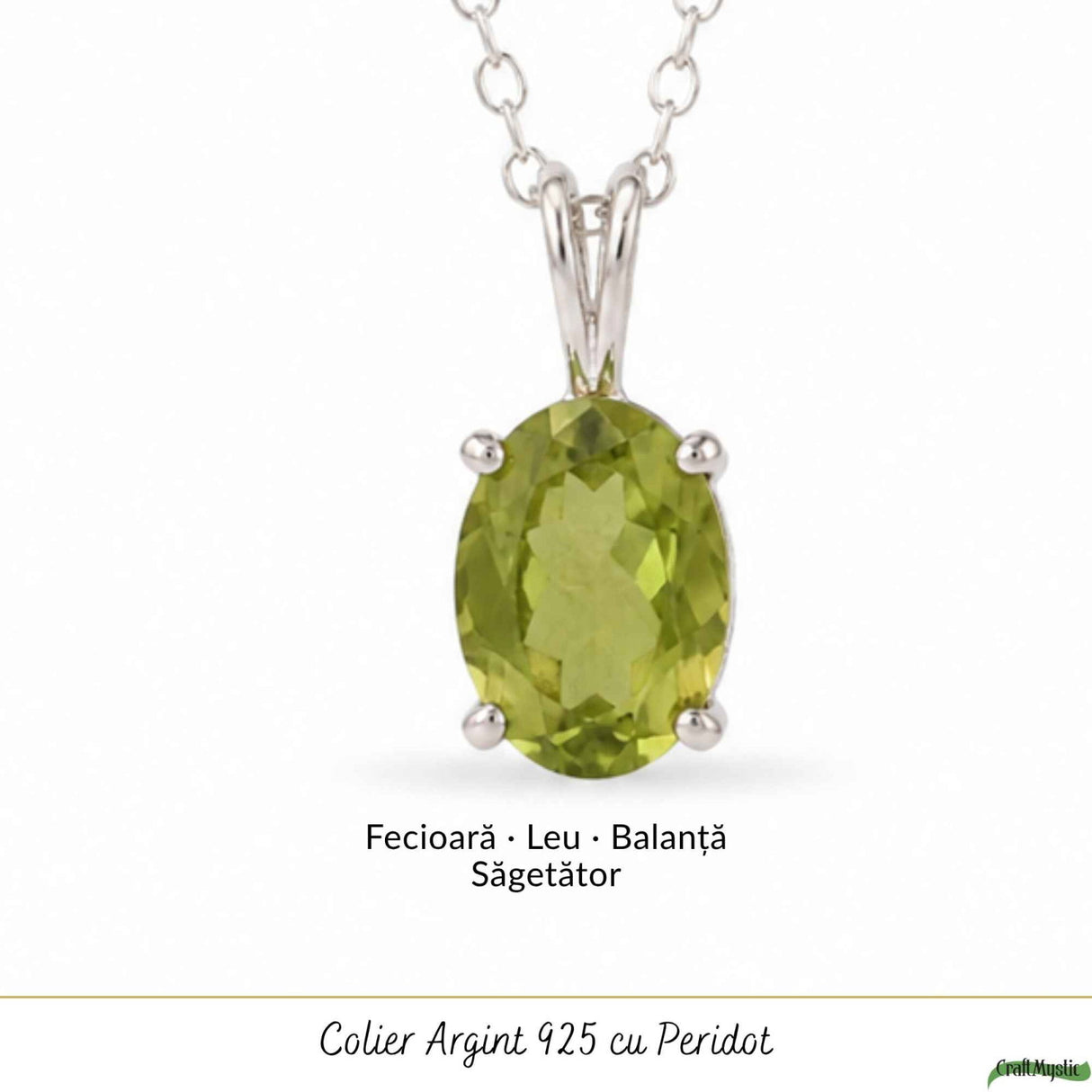 Colier Peridot Oval din Argint 925 – Prosperitate si Energie Pozitiva