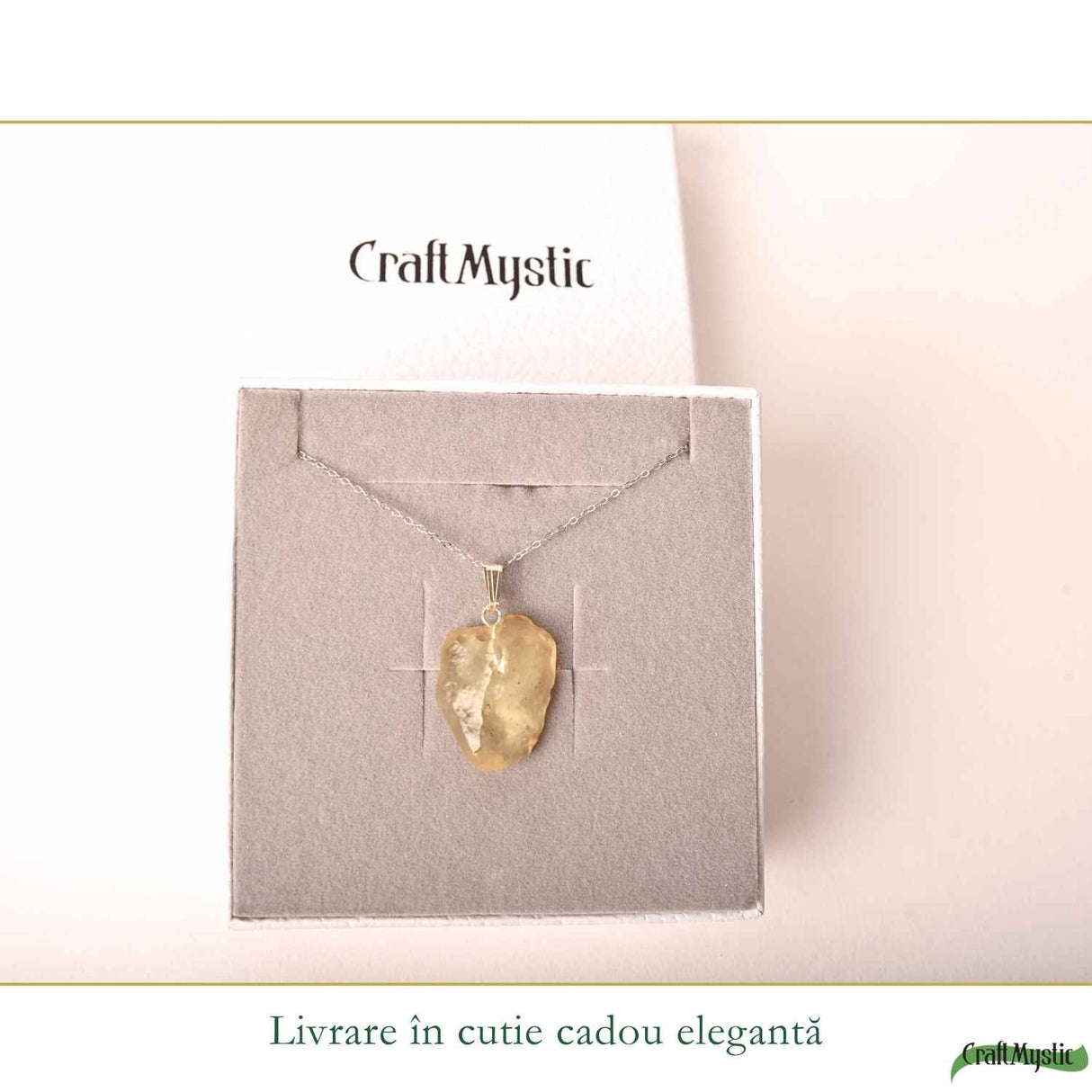 Colier Argint 925 cu Piatra Desertului Libian Brut – Protecte si Energie Solara