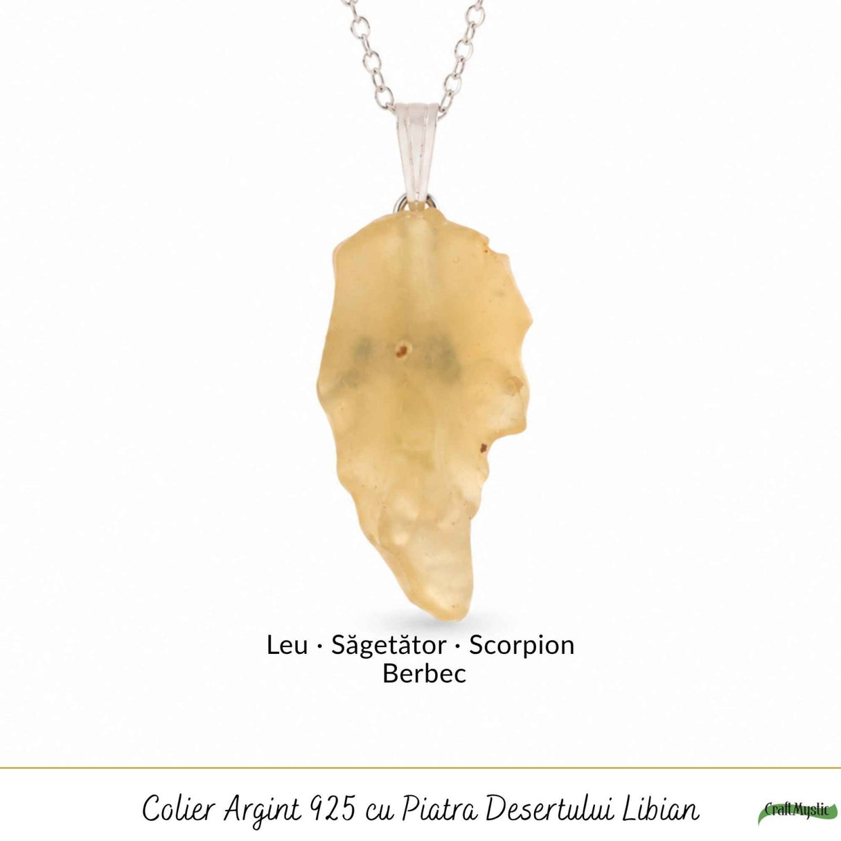 Colier Argint 925 cu Piatra Desertului Libian – Protectie si Energie Interioara