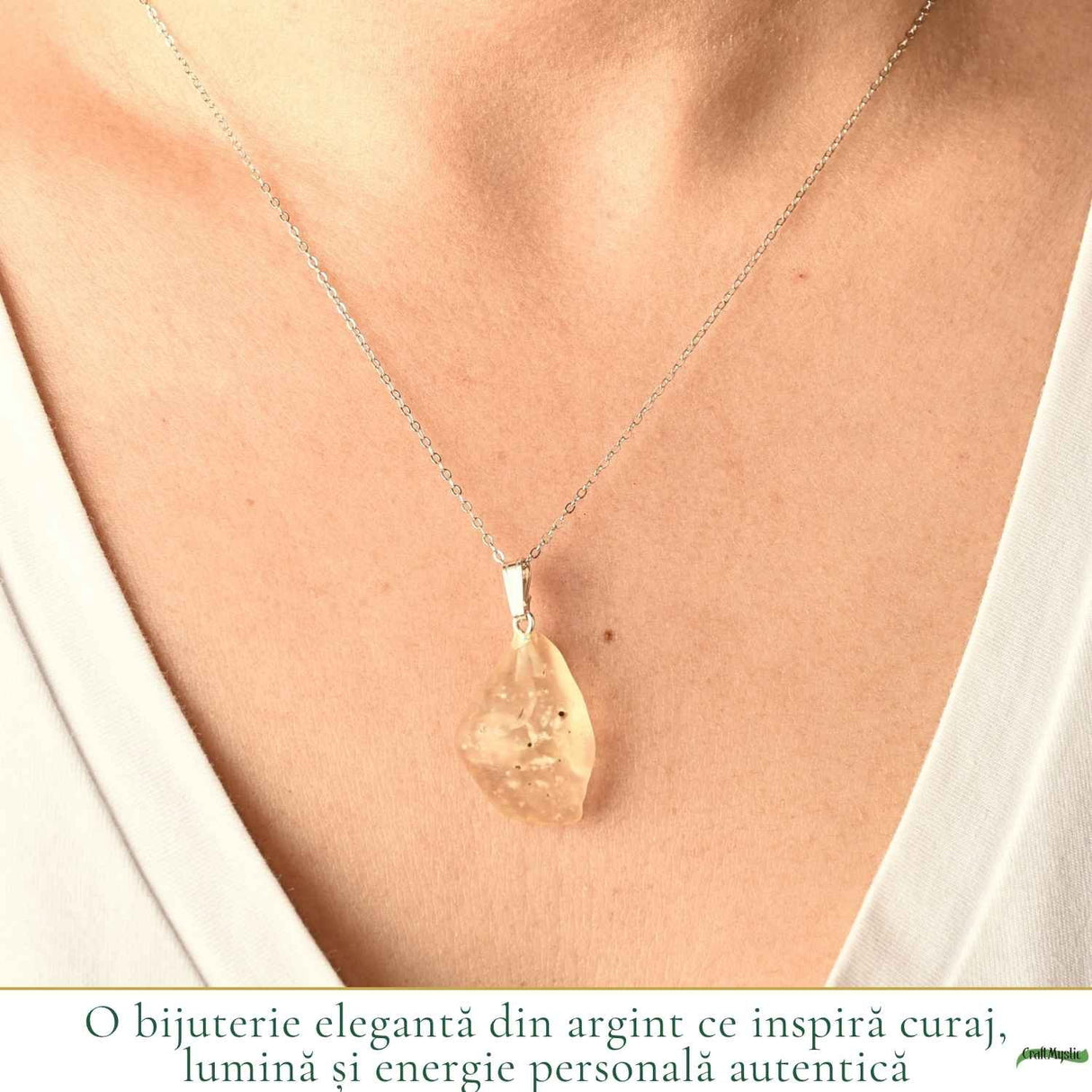 Colier Argint 925 cu Piatra Desertului Libian Neuniforma – Claritate si Protectie