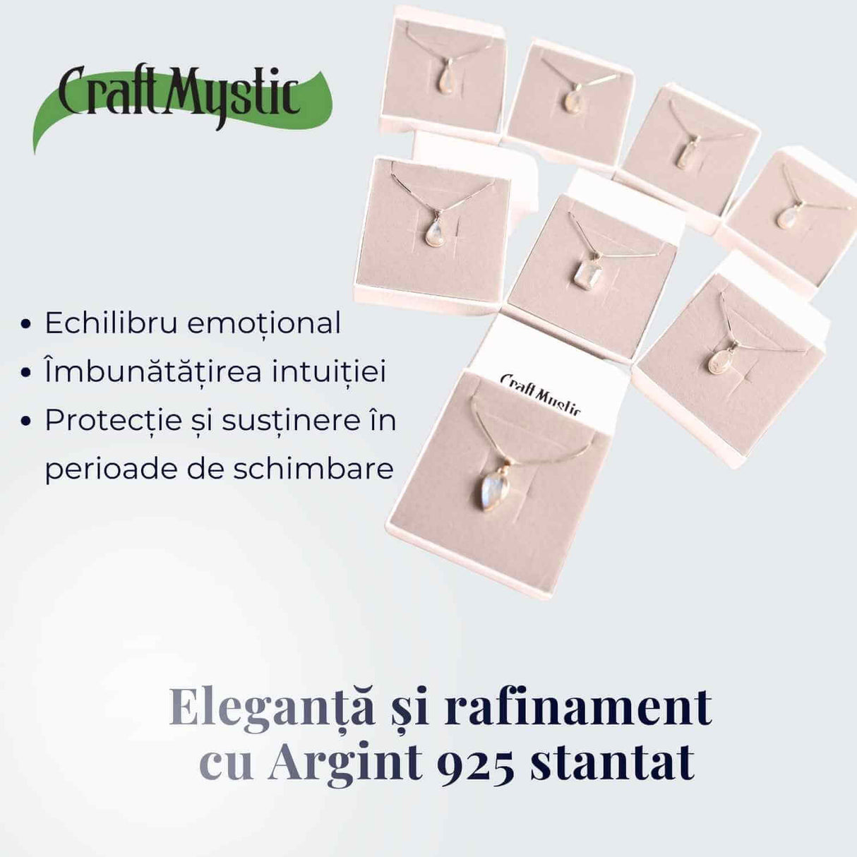 Colier Argint 925 cu Piatra Lunii Curcubeu Fatetat - Bijuterie pentru Echilibru Emoțional, va4 - 3.2-3.8 gr