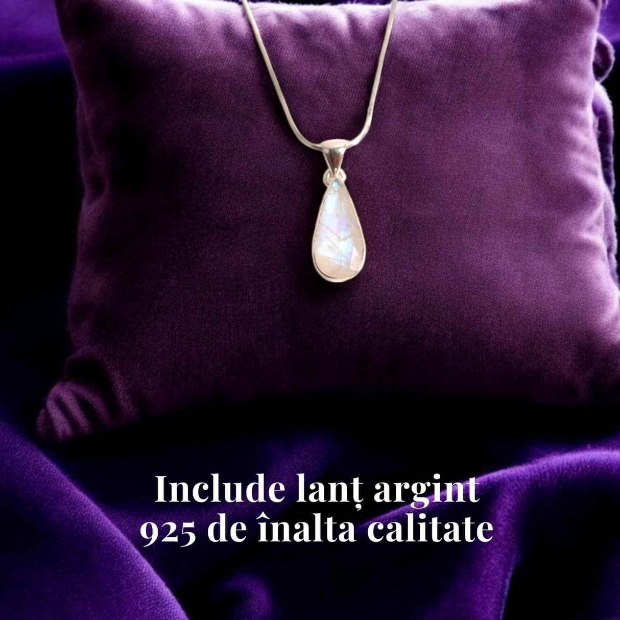 Colier Argint 925 cu Piatra Lunii Fatetat gr 3.18