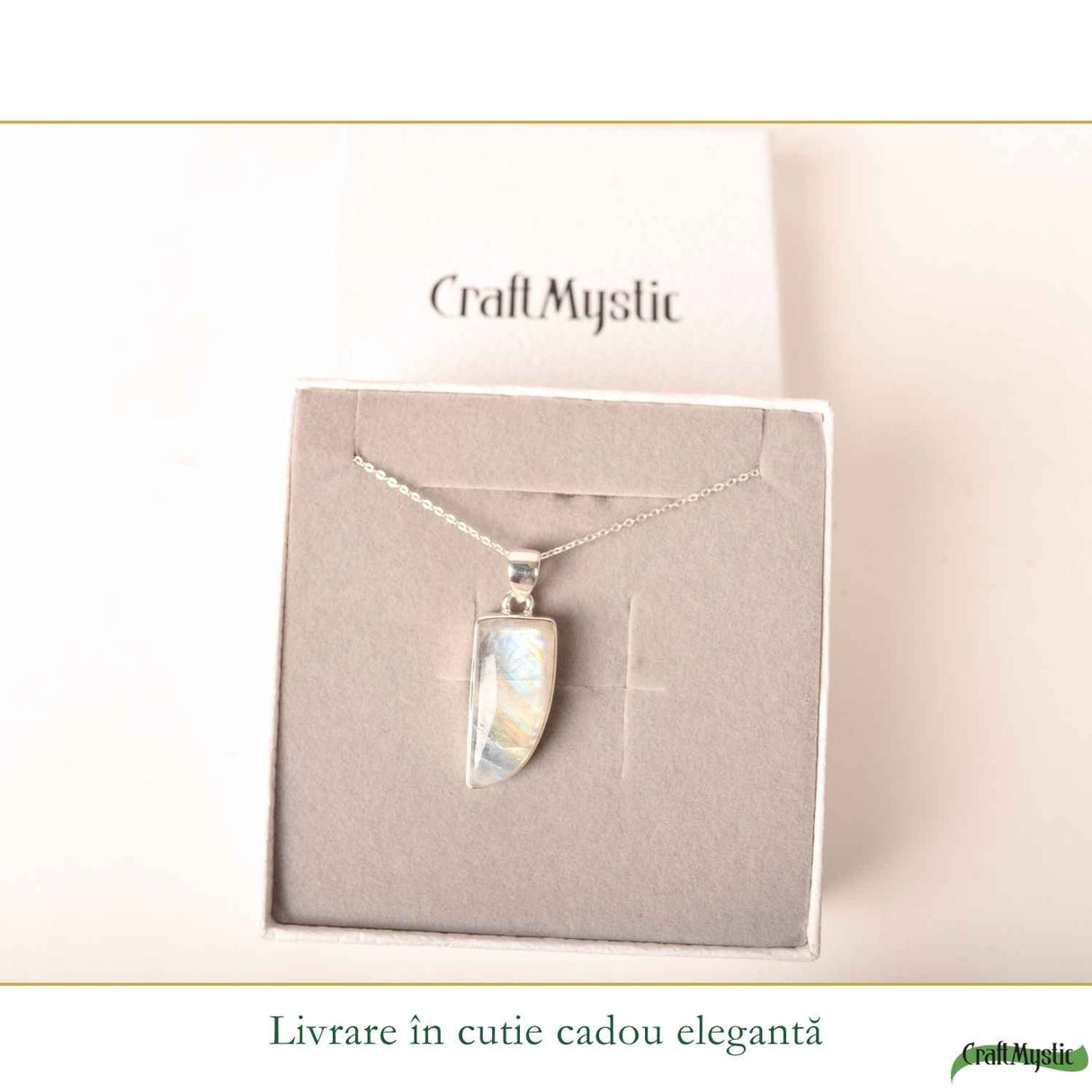 Colier Argint 925 cu Piatra Lunii Neuniform – Intuitie si Echilibru Emotional