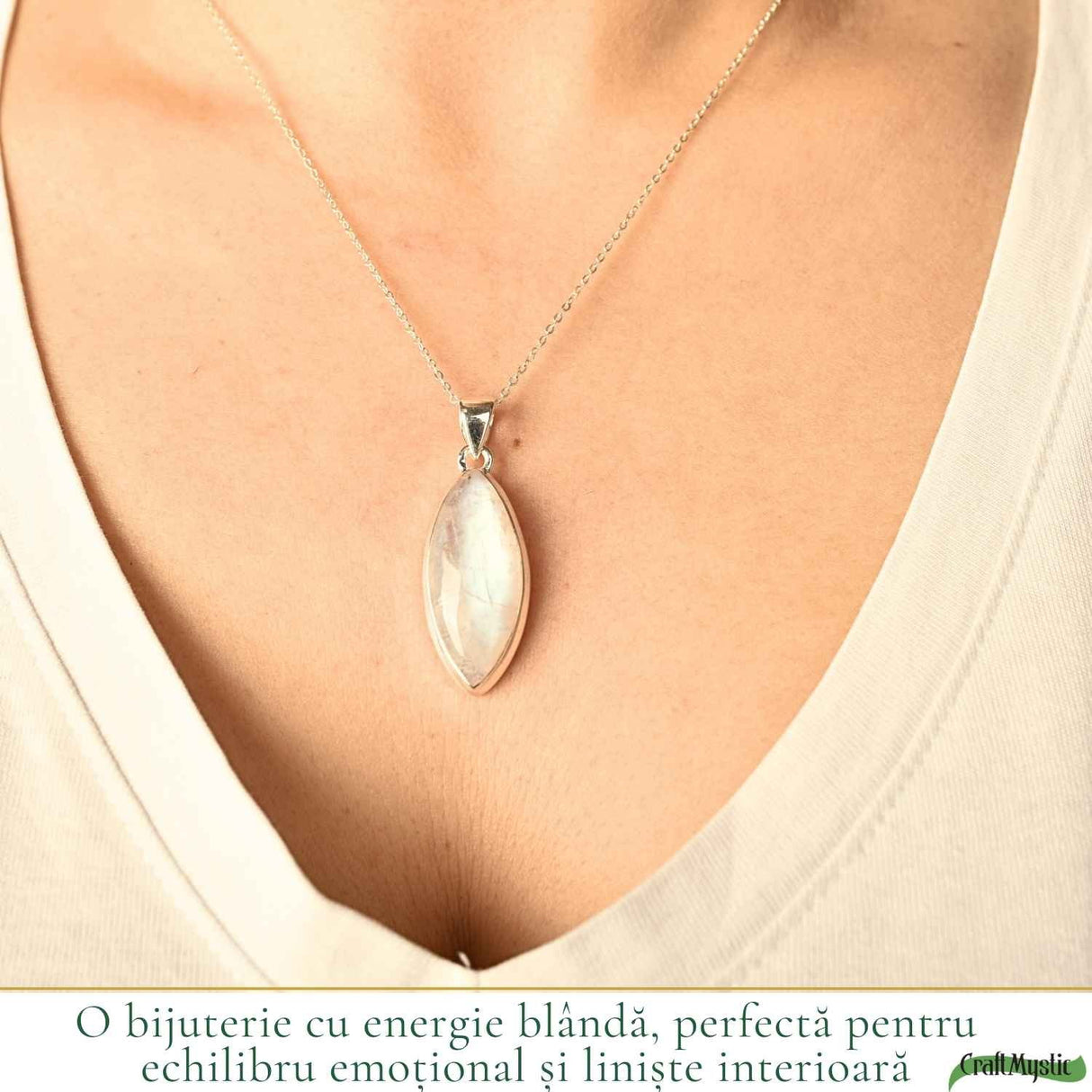 Colier Argint 925 cu Piatra Lunii Delica – Intuitie si Feminitate Naturala